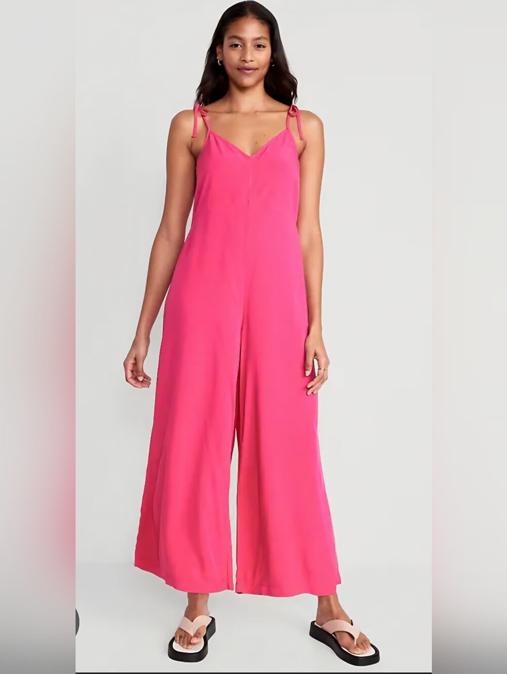 Old Navy Pink Tie-Shoulder V-Neck Cami Jumpsuit NWOT Medium